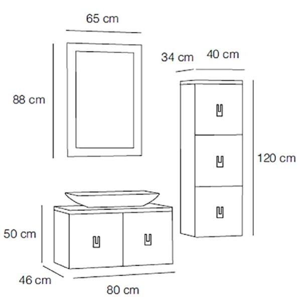 FYM Force 80 cm Siyah Banyo Dolabı boy dolabı istemiyorum