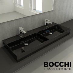 BOCCHI Milano Çift Gözlü Lavabo 120 cm Parlak Siyah