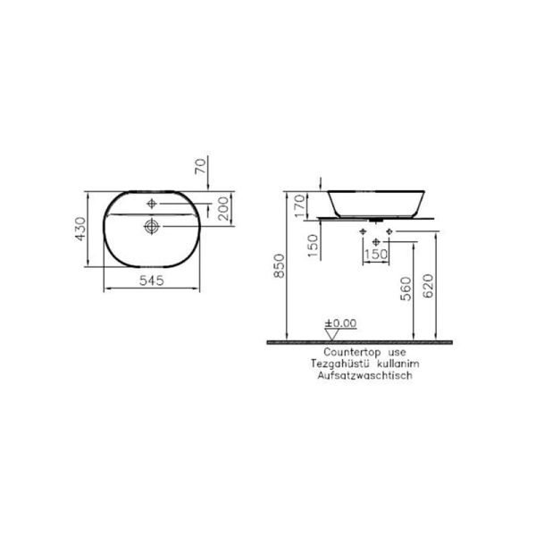 Vitra Geo Oval Çanak Lavabo, 55 cm