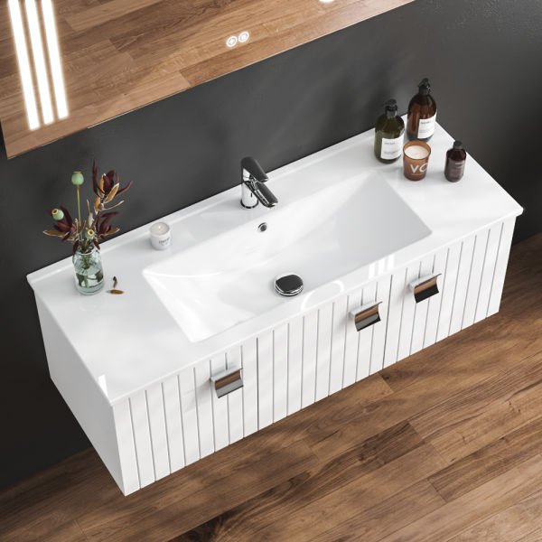 FYM Alba 120 cm Beyaz Banyo Dolabı