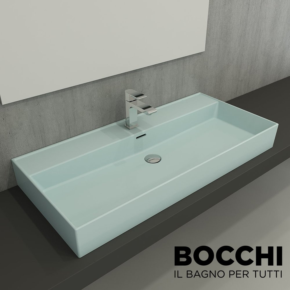 BOCCHİ Milano Lavabo 100 cm Mat Buz Mavisi