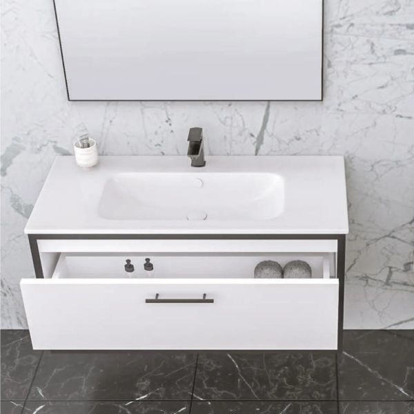 Aquanil  Asya 100 cm Beyaz Banyo Dolabı