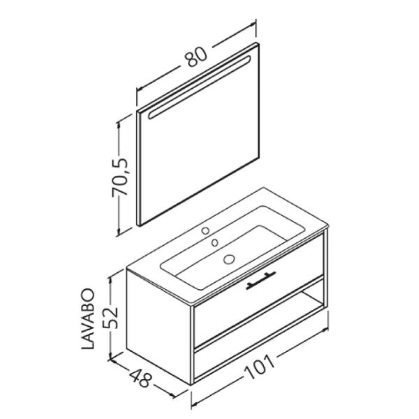 Aquanil  Asya 100 cm Beyaz Banyo Dolabı