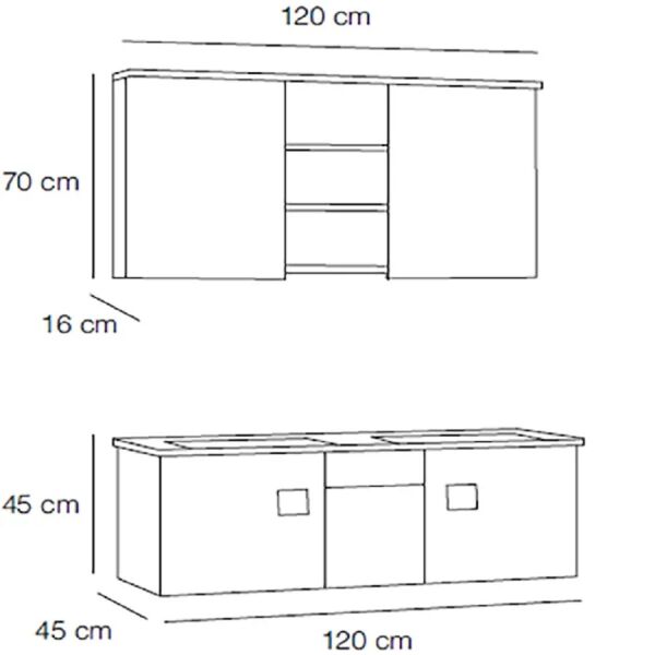 FYM Reyna 120 cm Keman-Beyaz Banyo Dolabı