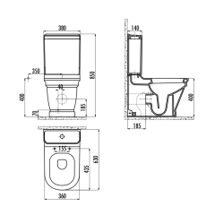 CREAVİT Lidya Duvara Dayalı Klozet Takımı Beyaz
