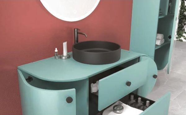 Aquanil  Fantasia 115 cm Adaçayı Yeşil Siyah Lavabolu Banyo Dolabı