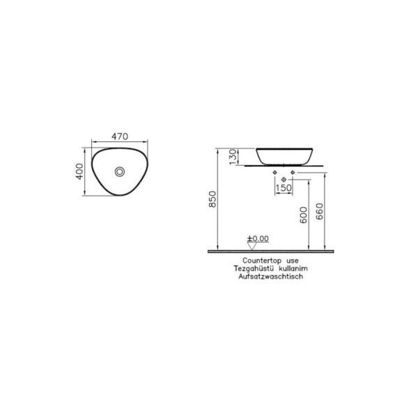 Vitra Plural Üçgen Alçak Çanak Lavabo, 47 cm, Mat Yosun Yeşili