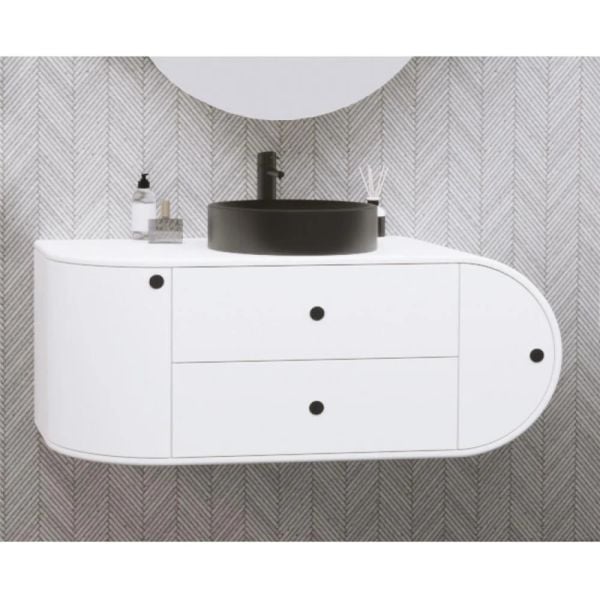 Aquanil  Fantasia 115 cm Beyaz Siyah Lavabolu Banyo Dolabı