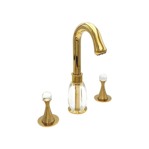 Elagate Kristal Altın Üç Delikli Lavabo Bataryası