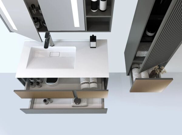 Aquanil Boneta 100 cm  Antrasit/Rose Banyo Dolabı