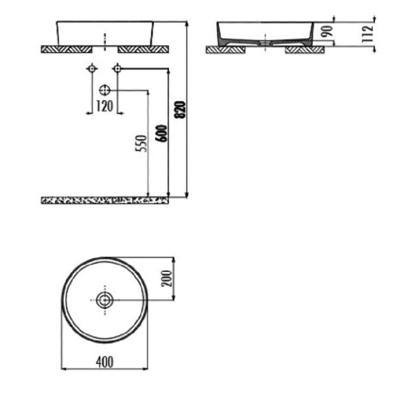 CREAVİT Loop Yuvarlak Çanak Lavabo 45 cm Parlak Beyaz
