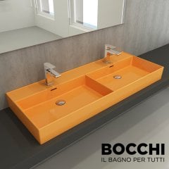 BOCCHI Milano Çift Gözlü Lavabo 120 cm Mandalina Sarısı