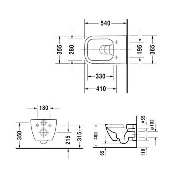 Duravit Happy D.2 Rimless Kanalsız Asma Klozet Mat Antrasit Kapak Dahil