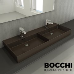BOCCHI Milano Çift Gözlü Lavabo 120 cm Mat Kahve