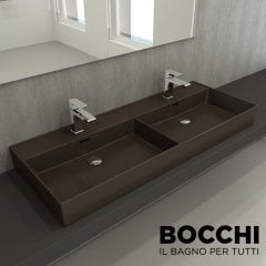 BOCCHI Milano Çift Gözlü Lavabo 120 cm Mat Kahve