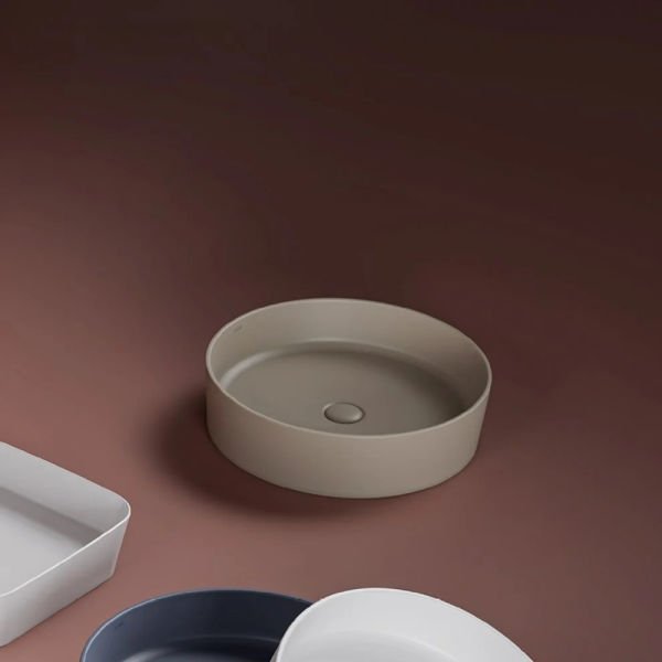 CREAVİT Loop Yuvarlak Çanak Lavabo 45 cm Mat Cappucıno