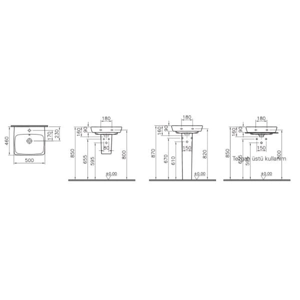VitrA Metropole 50 cm Tezgah Üstü Lavabo