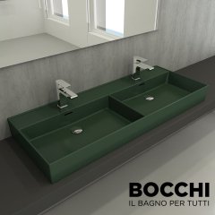 BOCCHI Milano Çift Gözlü Lavabo 120 cm Mat Yeşil