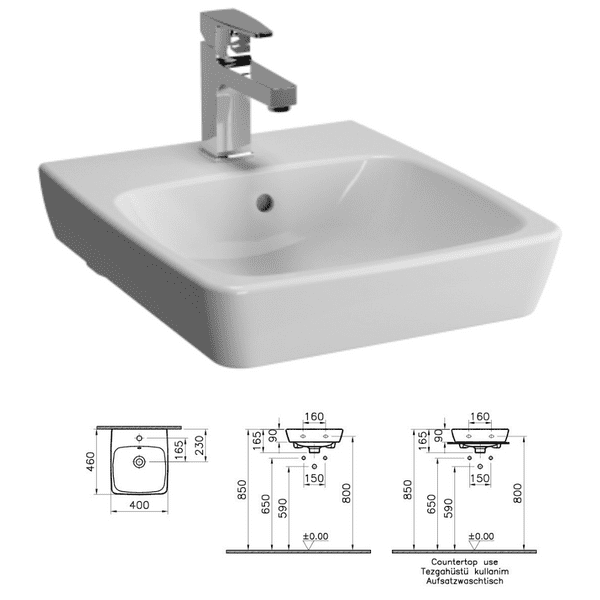 VitrA Metropole 40 cm Tezgah Üstü Lavabo