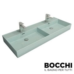 BOCCHI Milano Çift Gözlü Lavabo 120 cm Mat Buz Mavisi