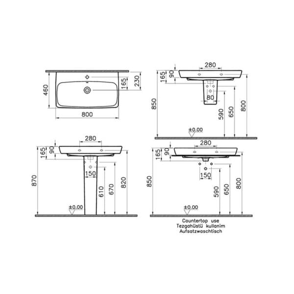 VitrA Metropole 40 cm Tezgah Üstü Lavabo