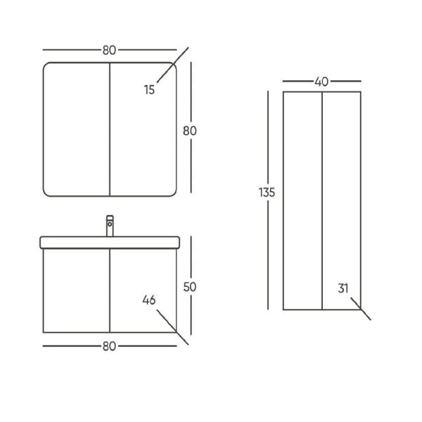 Belinza Calypso 80 cm Barbie Banyo Dolabı