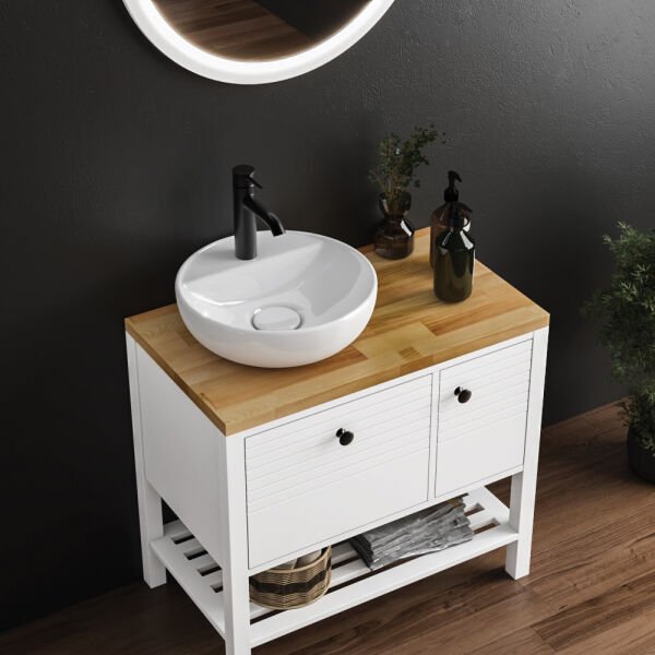 FYM Ruby 80 cm  Beyaz Banyo Dolabı