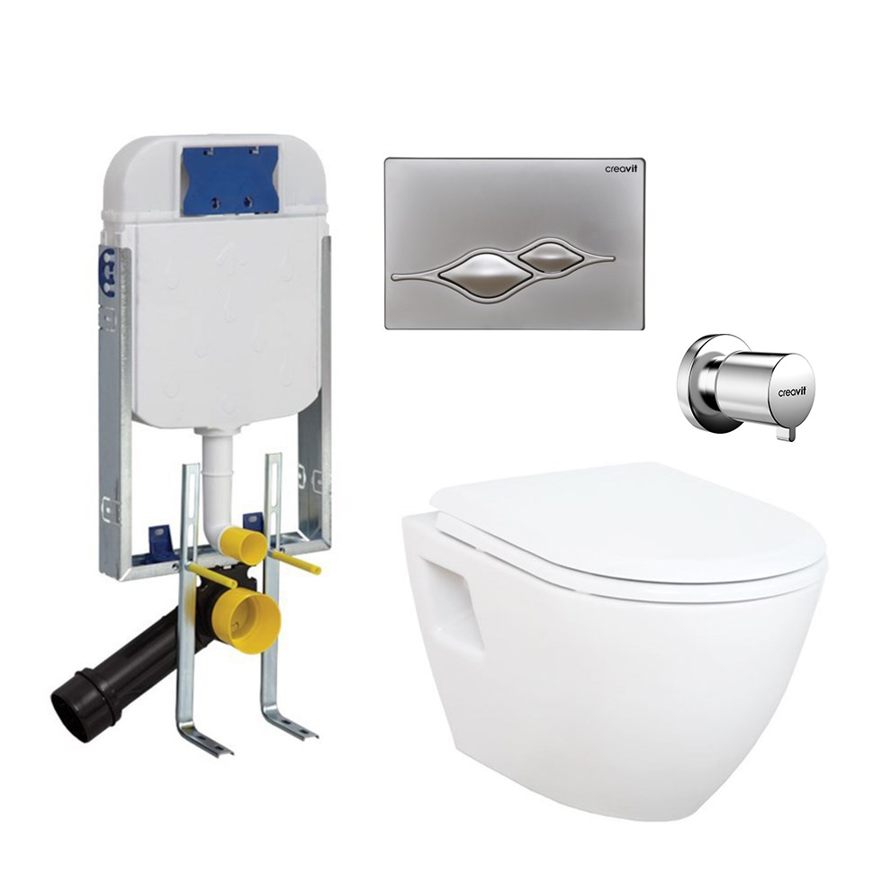 CREAVİT TP325 Asma Klozet,Gömme Rezervuar Komple Set