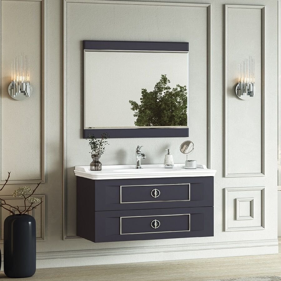 FYM Lapino 100 cm Antrasit Banyo Dolabı