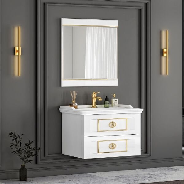 FYM Lapino 65 cm Beyaz Banyo Dolabı