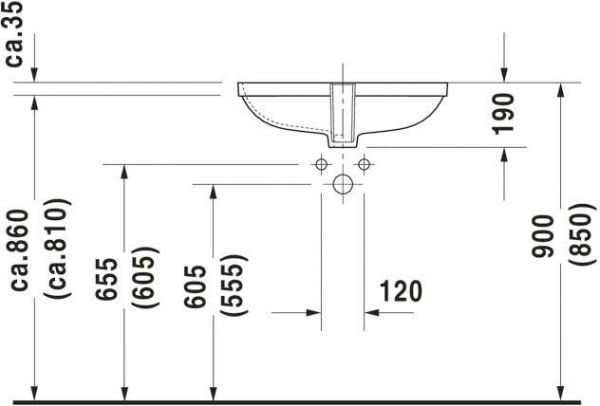 Duravit D-Code Tezgahaltı Lavabo 56 cm