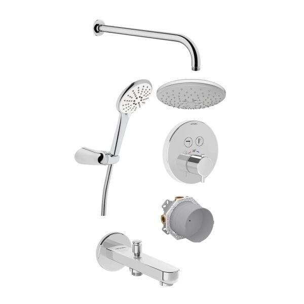 Vitra AquaHeat AquaControl Round Ankastre Termostatik Banyo Seti