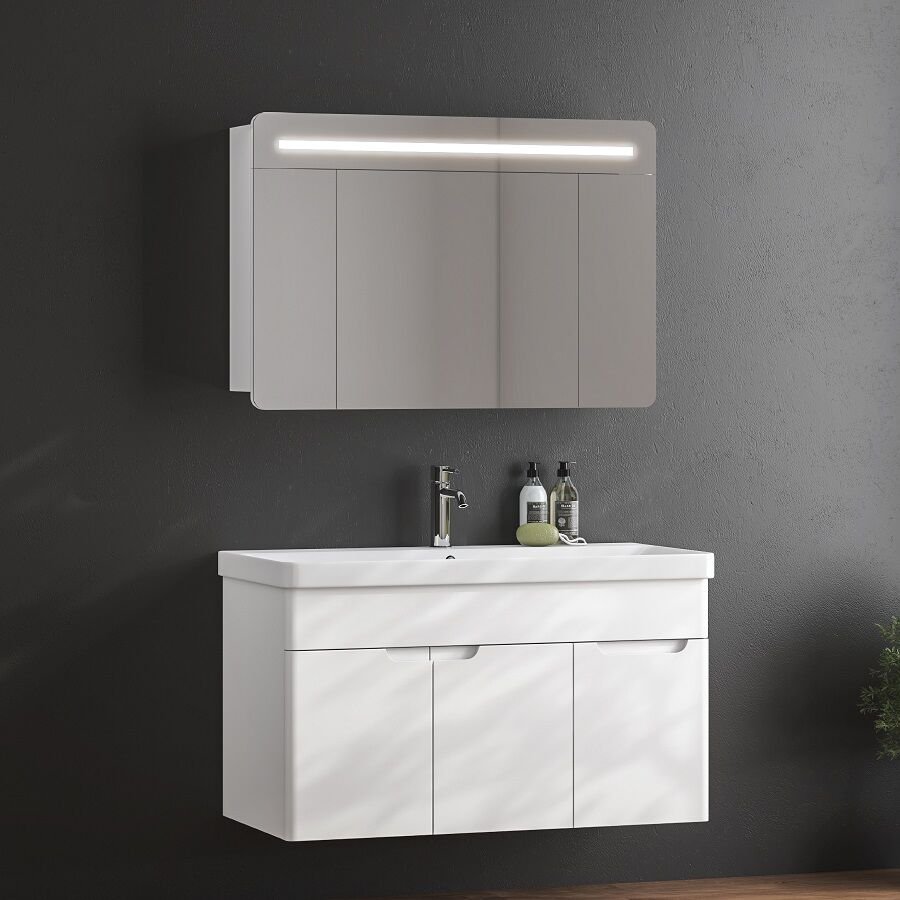 FYM Derya 105 cm Beyaz Banyo Dolabı