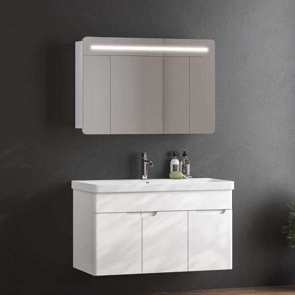 FYM Derya 105 cm Beyaz Banyo Dolabı