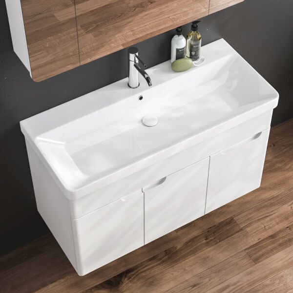 FYM Derya 105 cm Beyaz Banyo Dolabı
