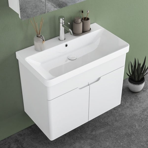 FYM Derya 80 cm Beyaz Banyo Dolabı