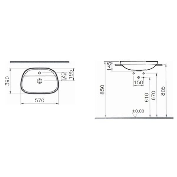 VitrA Frame 58 cm Tezgah Üstü Lavabo