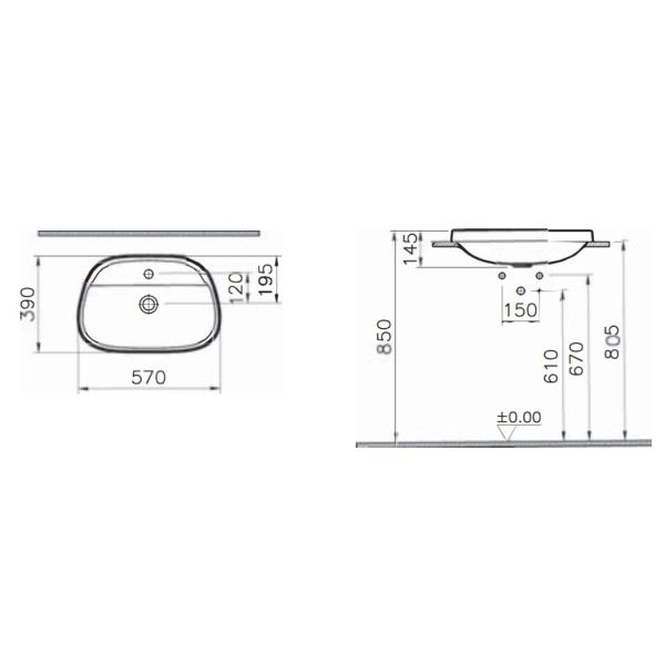 VitrA Frame 58 cm Tezgah Üstü Lavabo