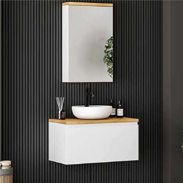 FYM Hera 80 cm Beyaz Banyo Dolabı