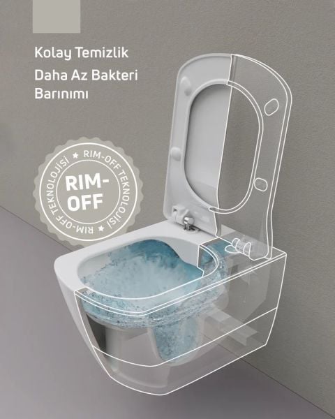 Creavit Free Rim-Off Kanalsız Asma Klozet, Gri