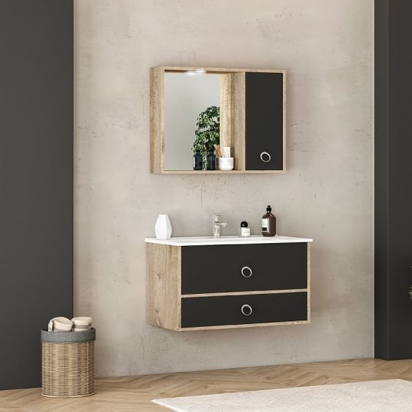FYM Roma 80 cm Antrasit Banyo Dolabı