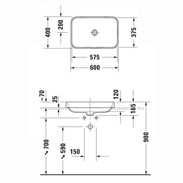 Duravit Happy D.2 PLus Tezgahüstü Lavabo 60 cm Mat antrasit