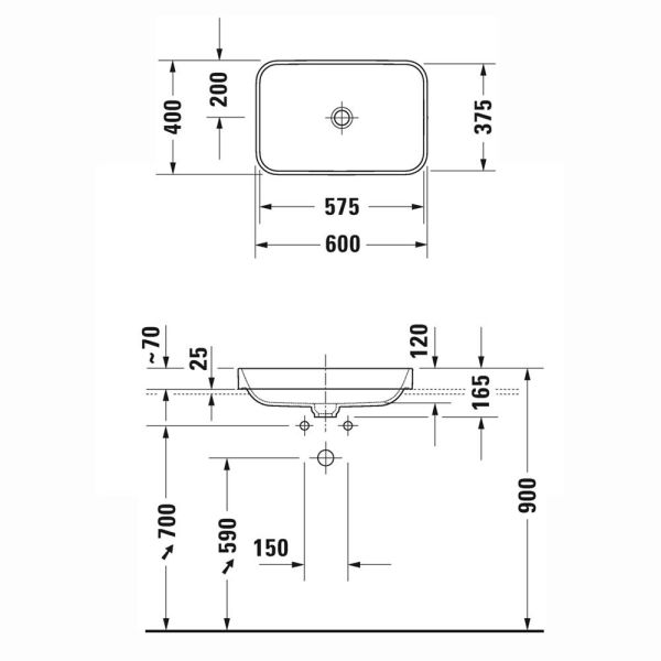 Duravit Happy D.2 PLus Tezgahüstü Lavabo 60 cm Mat antrasit