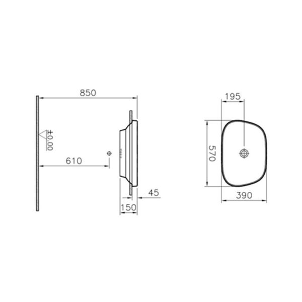 VitrA Frame 58 cm Tezgah Üstü Lavabo Mat Siyah
