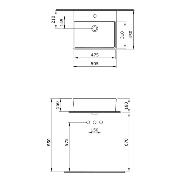 BOCCHİ Milano Lavabo 50 cm Mat Gri