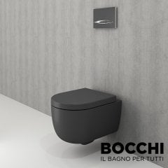 BOCCHI  V-Tondo Rimless Asma Klozet Kısa Mat Antrasit Klozet Kapağı Dahil
