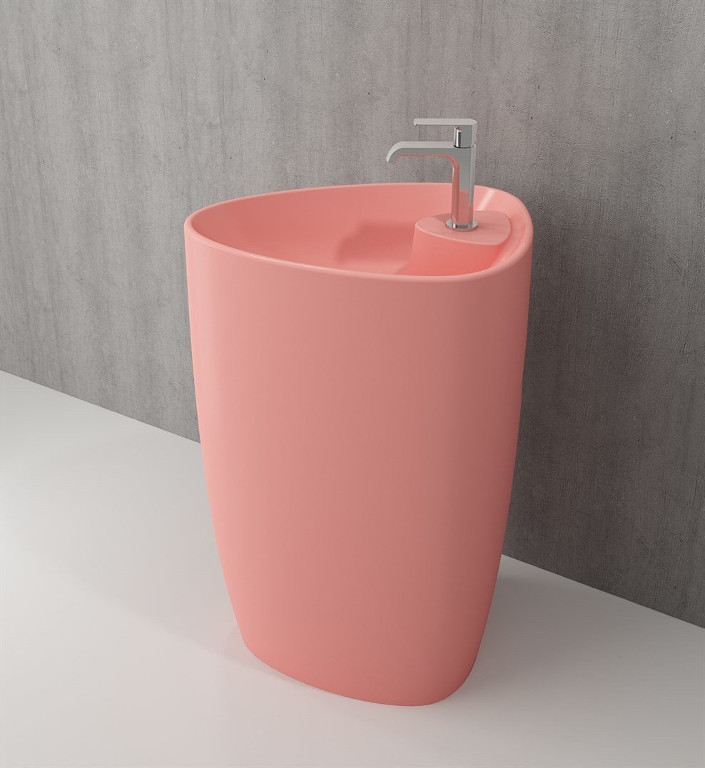 BOCCHI Etna Monoblok Lavabo Batarya Banklı, Mat somon