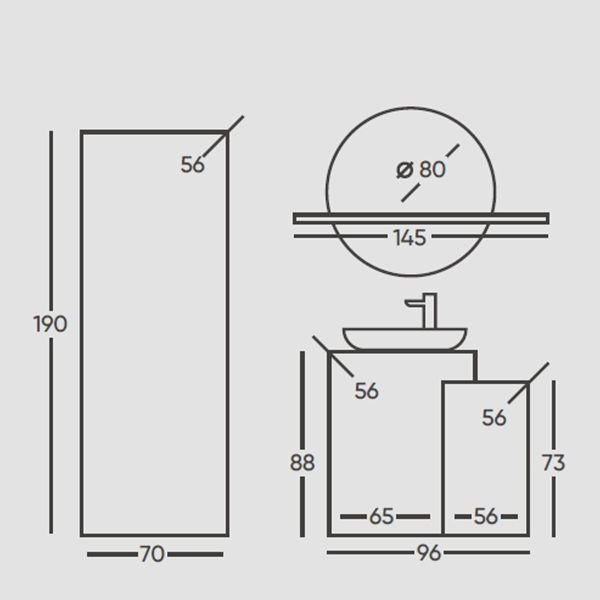Belinza Duo 96 cm Banyo Dolabı Meşe Ceviz