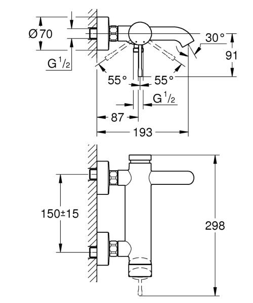 Grohe Essence Banyo Bataryası Siyah