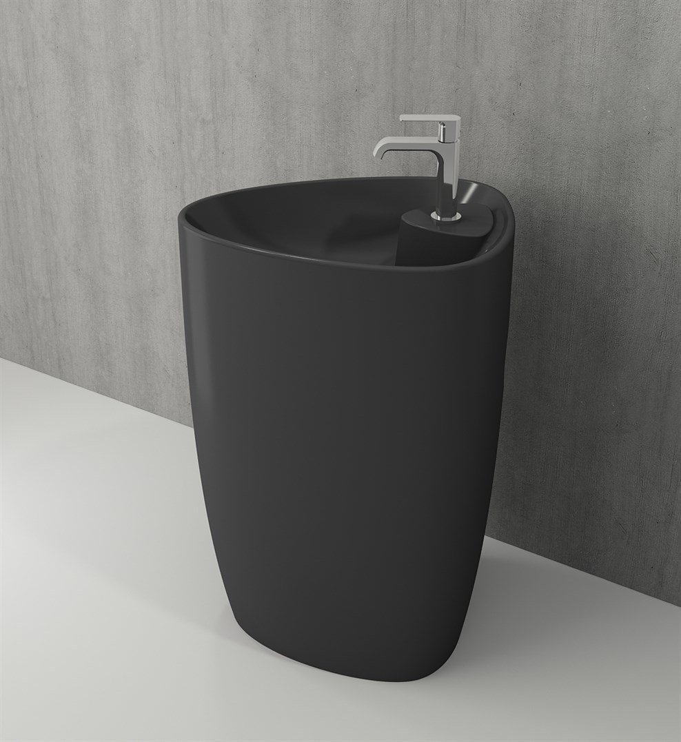 BOCCHI Etna Monoblok Lavabo Batarya Banklı, Mat antrasit